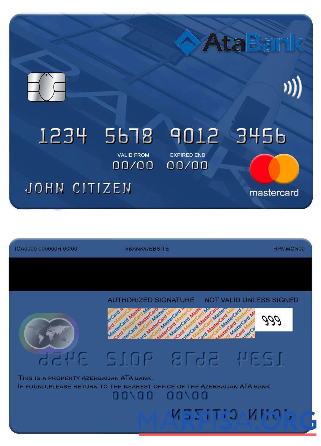 Printable Azerbaijan ATA bank mastercard template